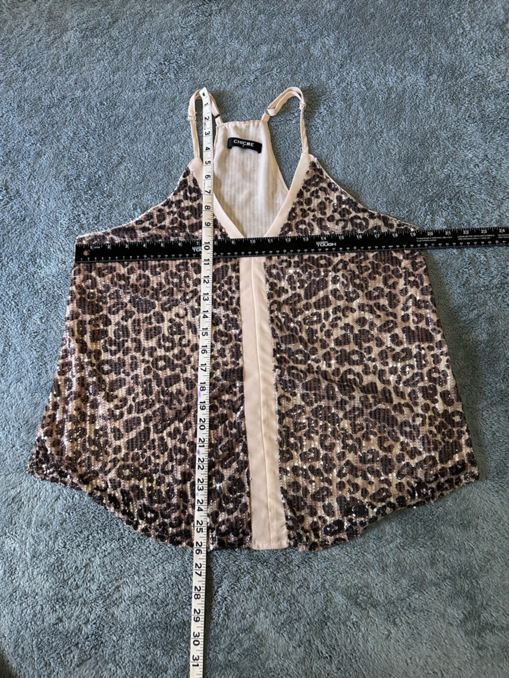 ChicMe Leopard Print Sequin Racerback Tank Top Small - Picture 9 of 9